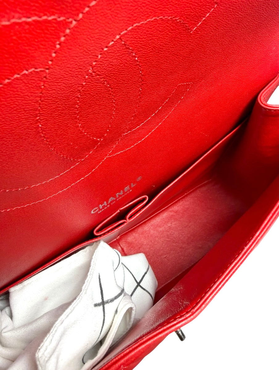 Chanel Maxi Lambskin Classic Double Flap Red RHW