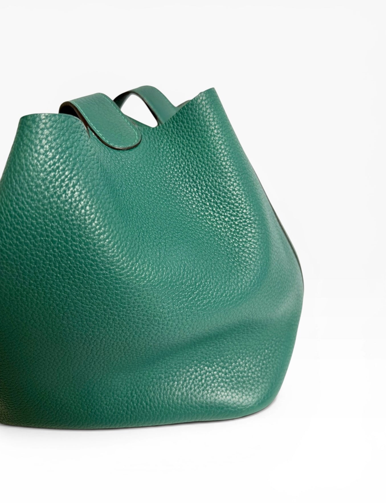 Hermes Picotin Taurillon Clemence Leather Handbag Green