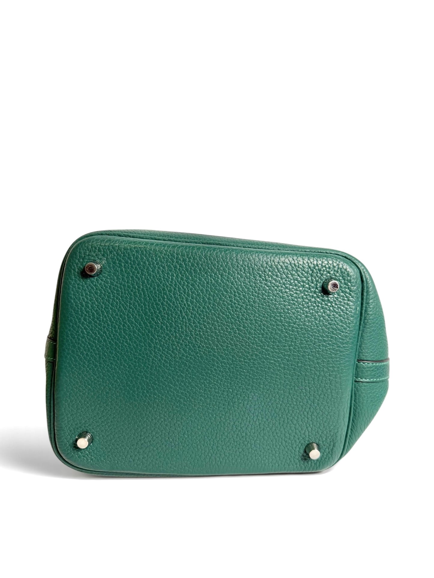 Hermes Picotin Taurillon Clemence Leather Handbag Green