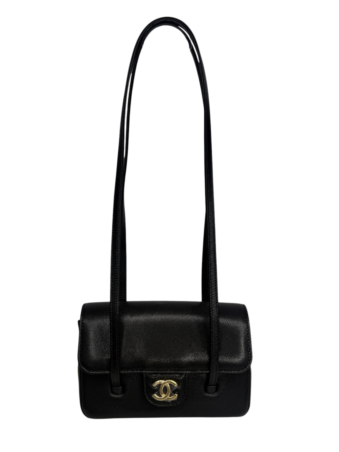 Chanel Shiny Black Caviar Mini Preppy Coco Shoulder Bag T8838