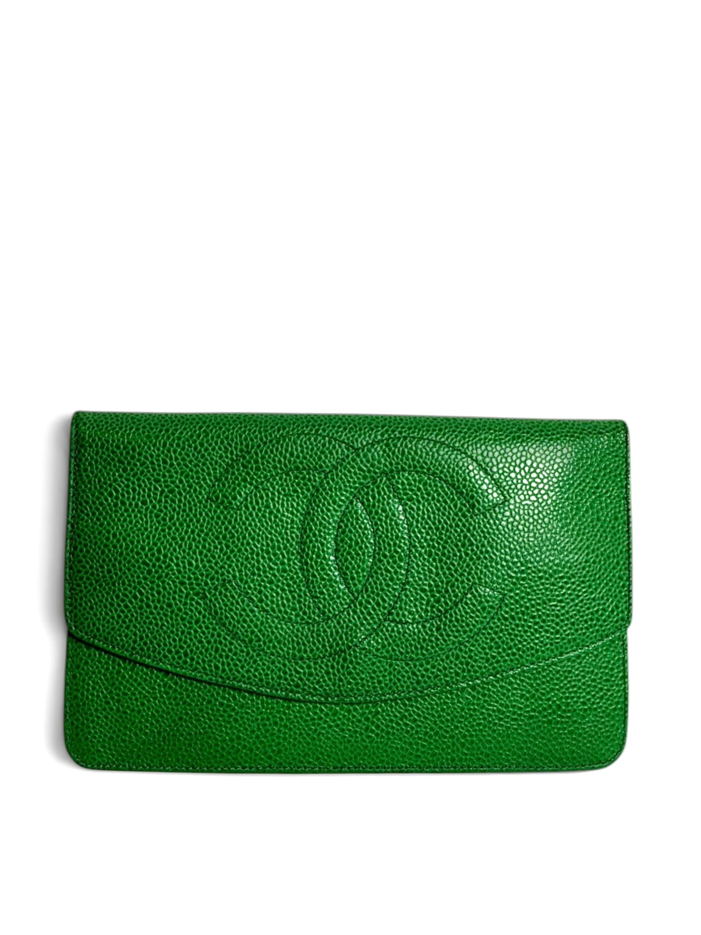 Chanel Caviar Green Wallet Clutch T7736