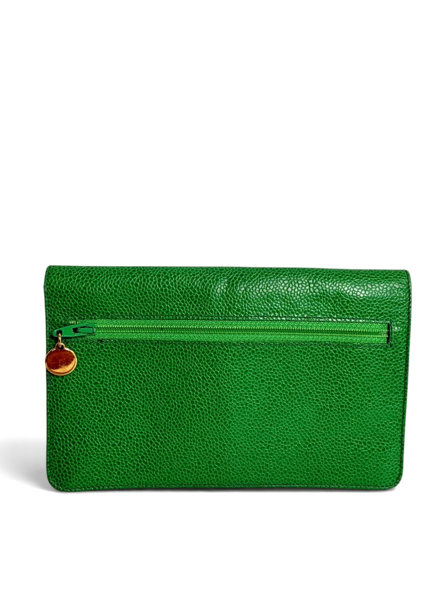Chanel Caviar Green Wallet Clutch T7736