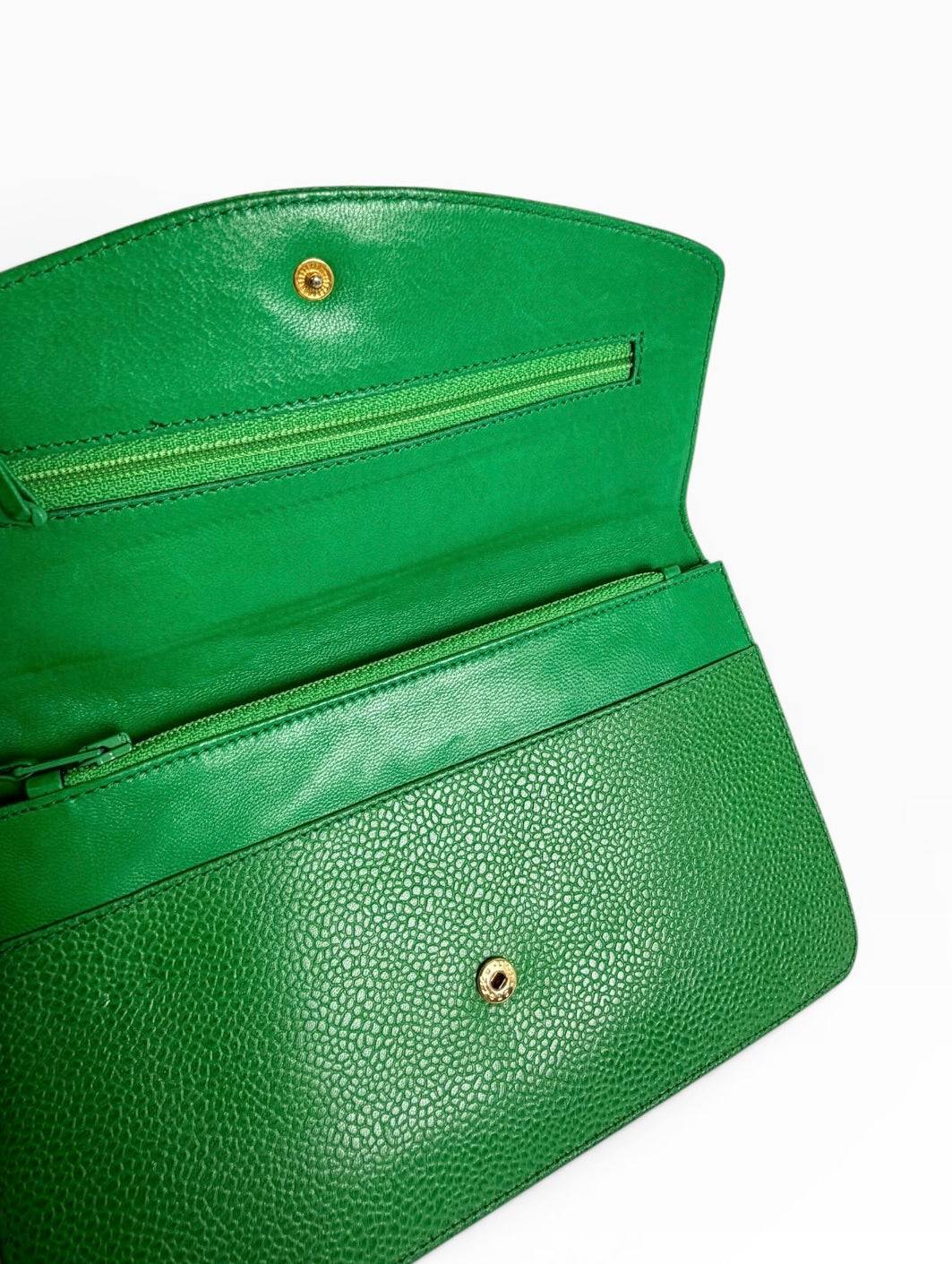 Chanel Caviar Green Wallet Clutch T7736