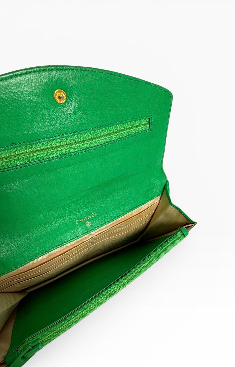 Chanel Caviar Green Wallet Clutch T7736