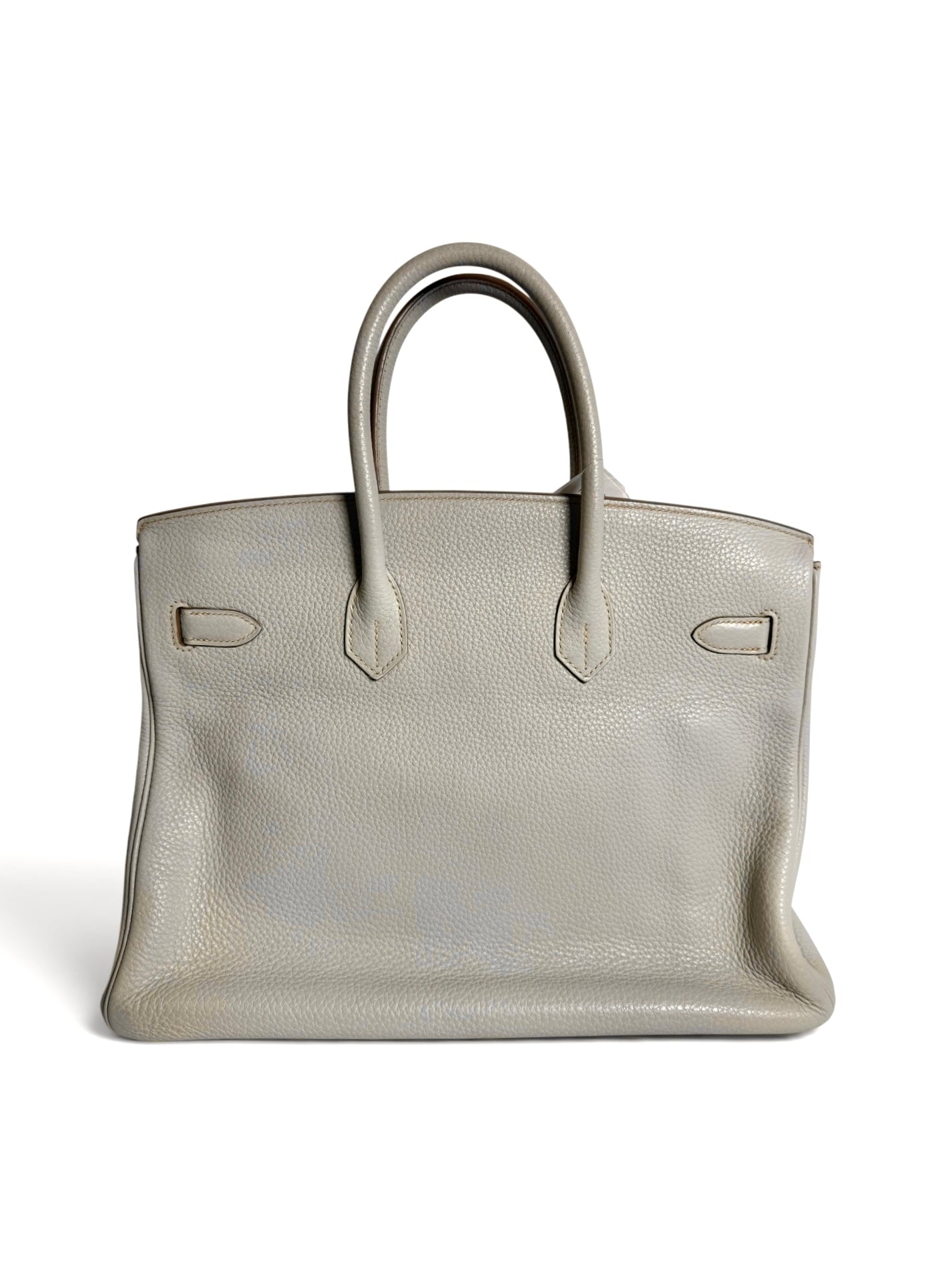 Hermes Clemence Club Birkin 35 With Lizard in Gris Perle/White