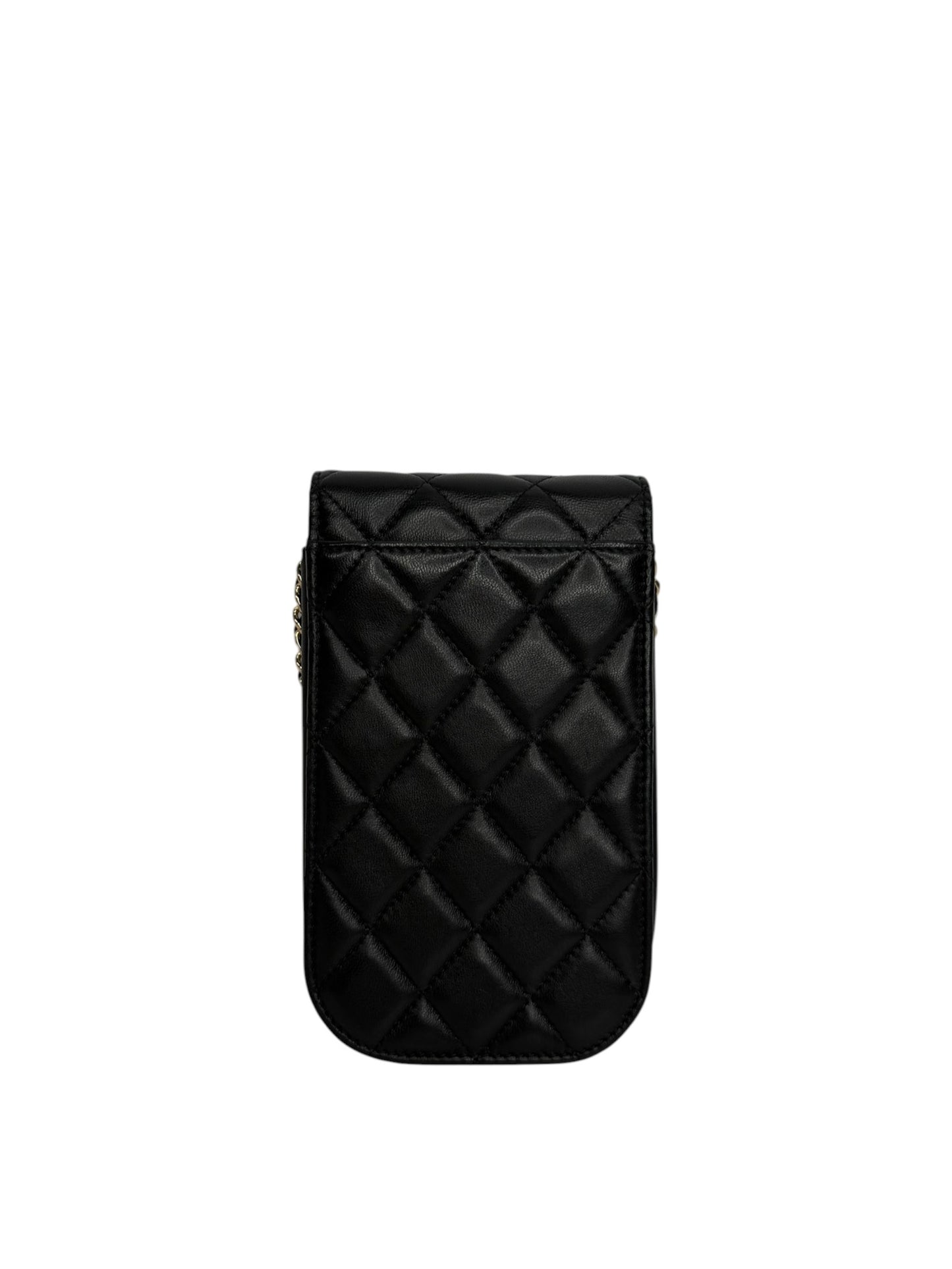 Chanel Black Quilted Lambskin Phone Holder Crossbody T8746