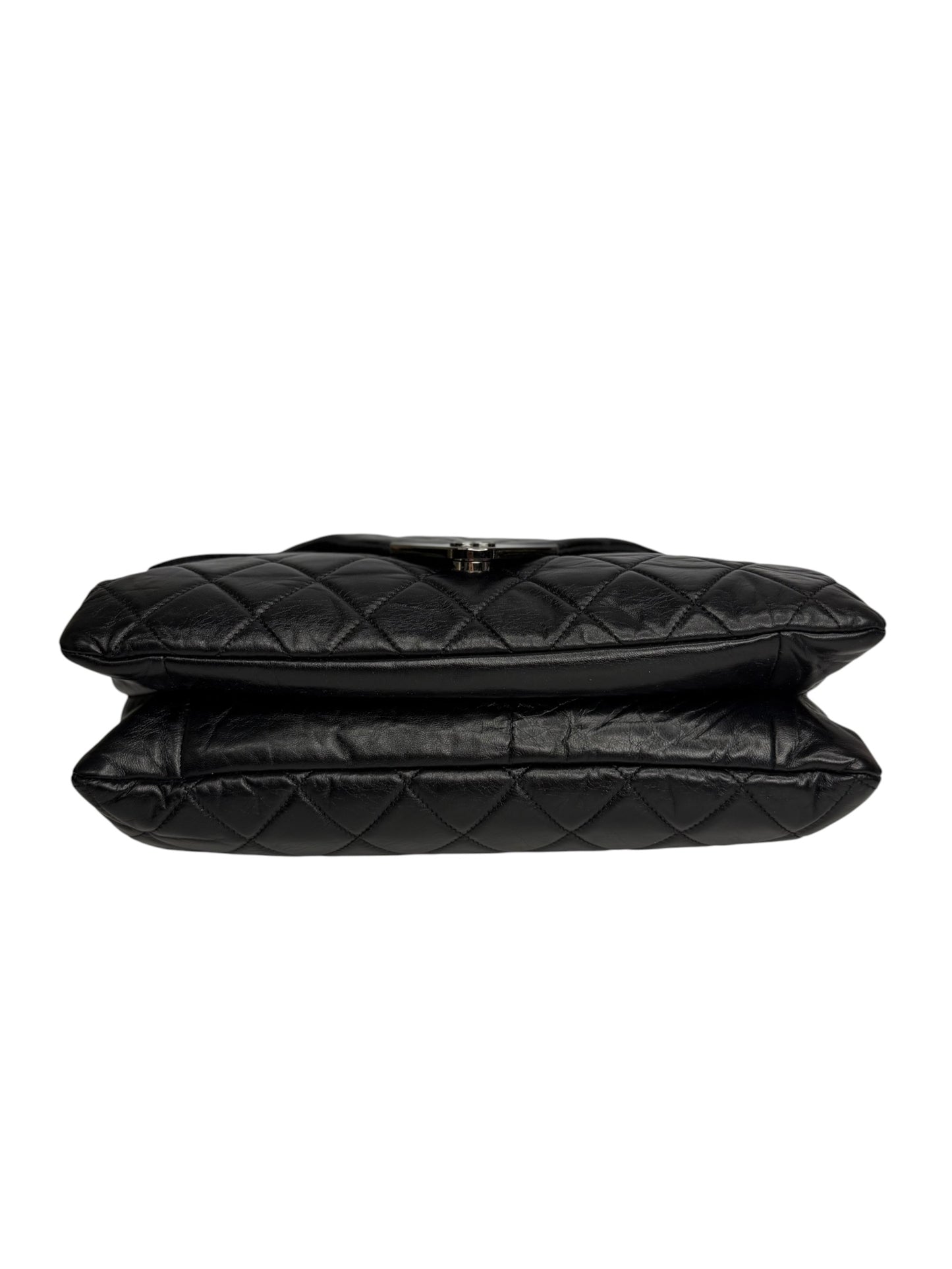 Chanel Black Quilted Aged Calfskin Padded Envelope Flap Bag T8820