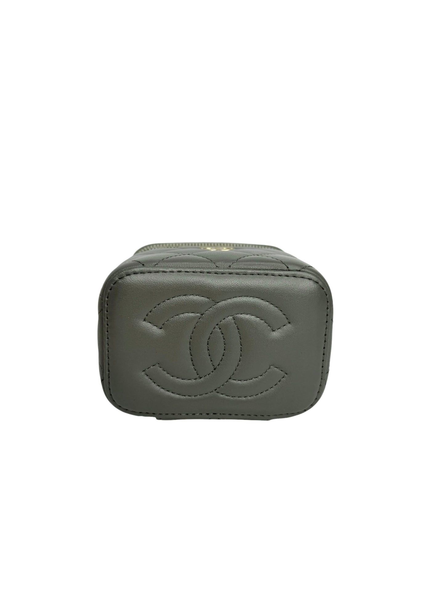 Chanel Grey Lambskin Mini Top Handle Vanity T8740