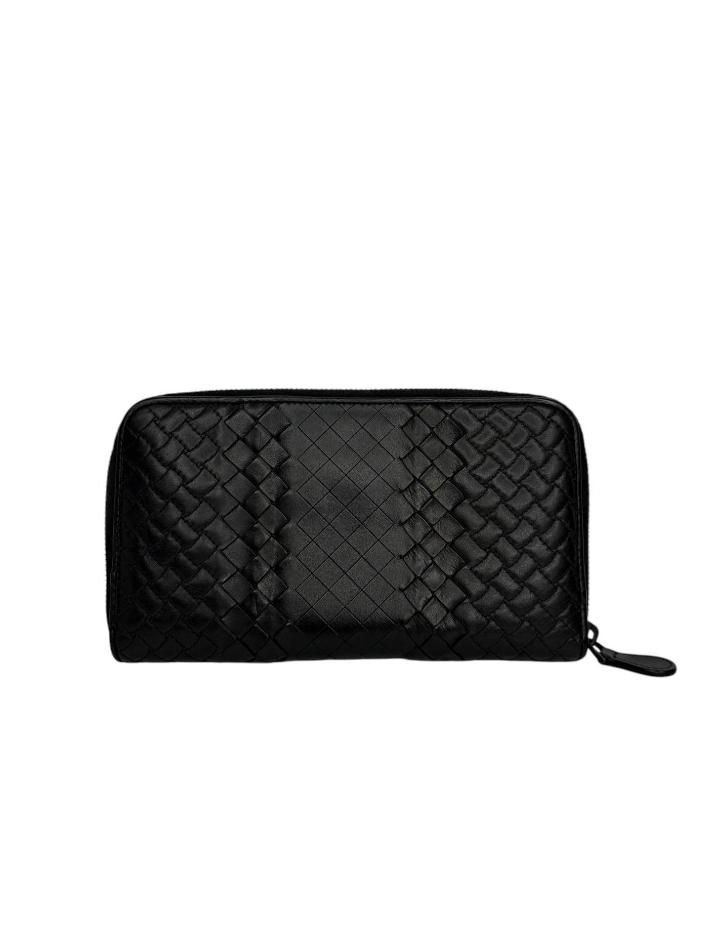Bottega Veneta Black Intrecciato Zip Around Wallet T8748