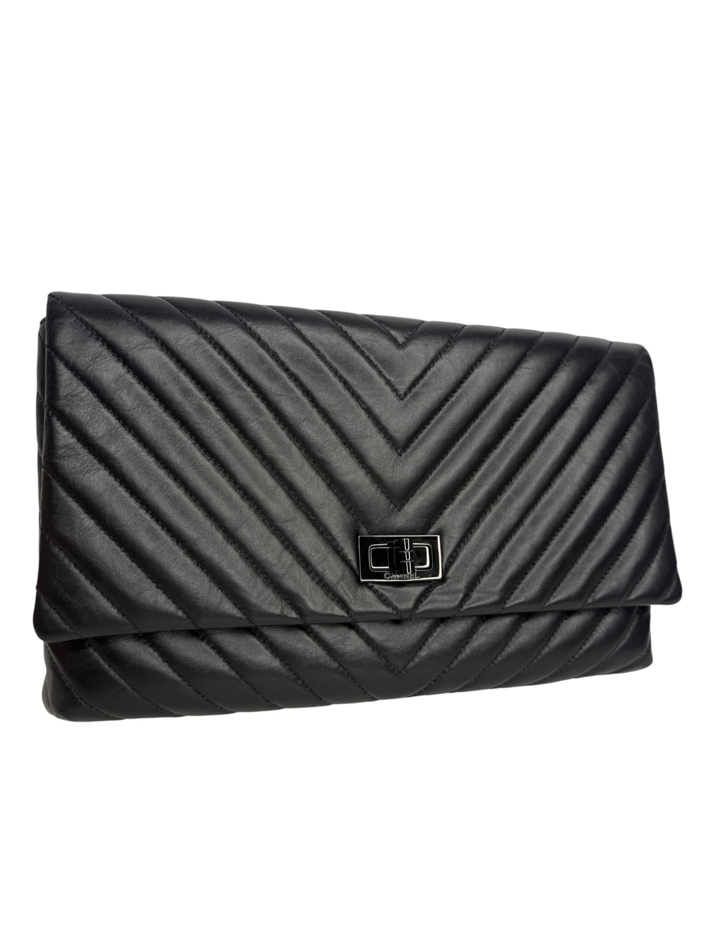 Chanel So Black Chevron Reissue Clutch T8843