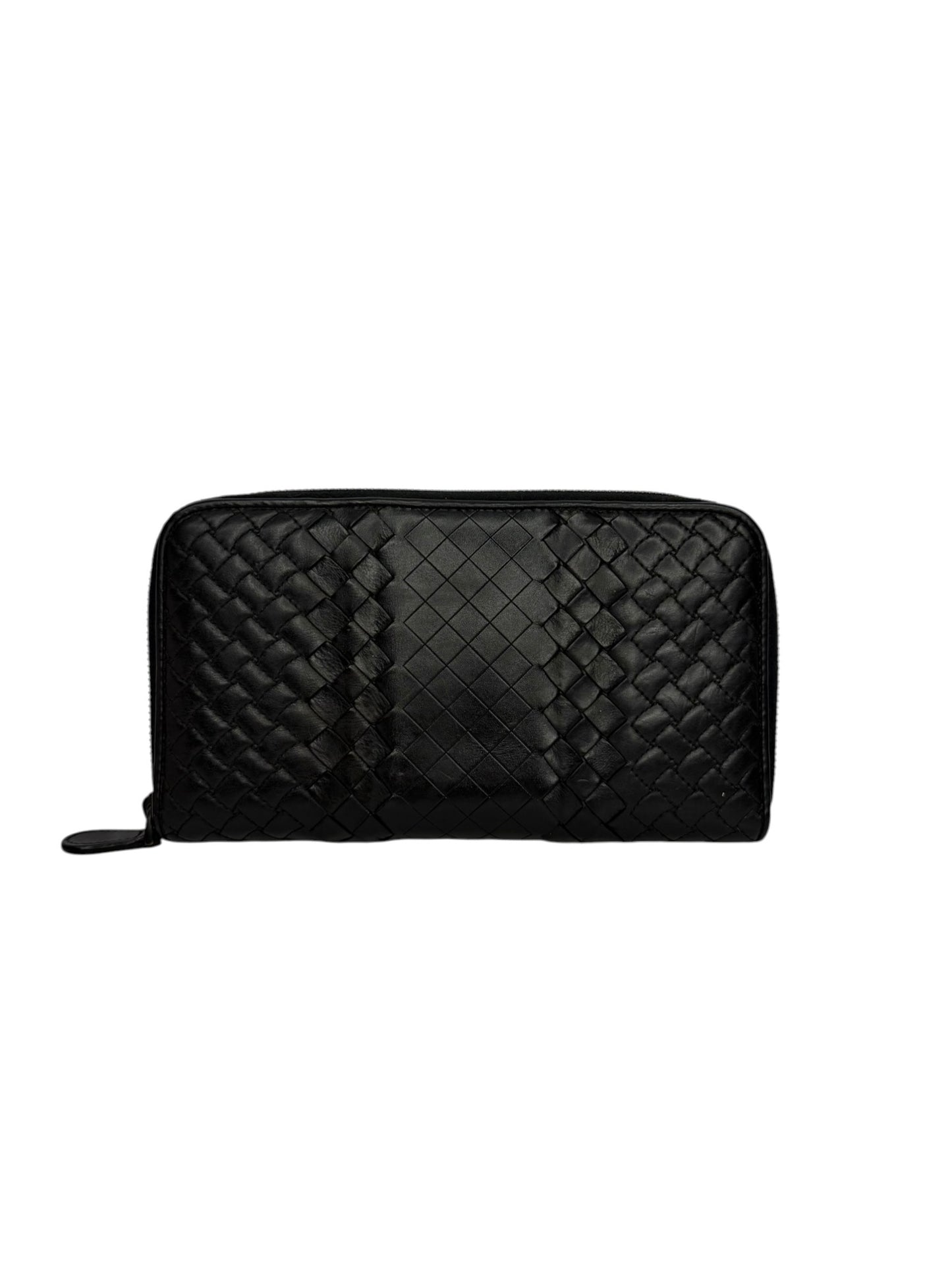 Bottega Veneta Black Intrecciato Zip Around Wallet T8748