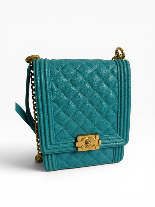 Chanel North South Boy Bag Blue Caviar GHW
