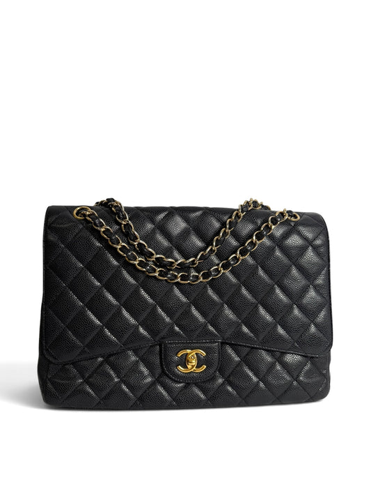Chanel Black Caviar Maxi Single Flap GHW