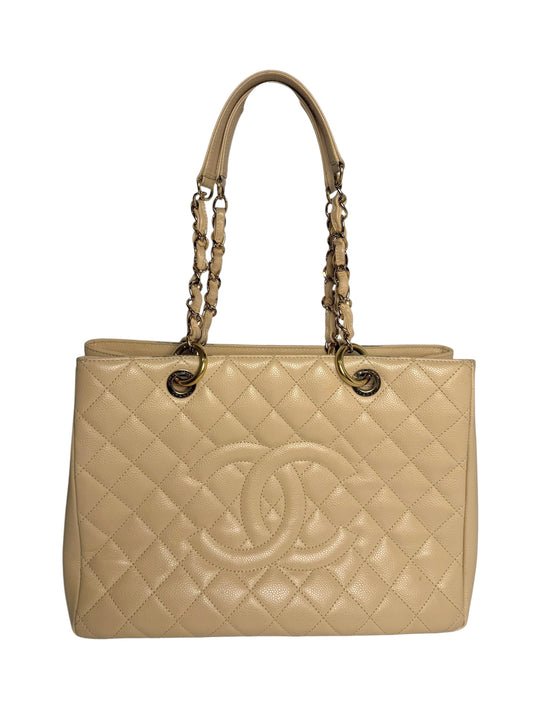 Chanel Caviar Beige Grand Shopping Tote GHW