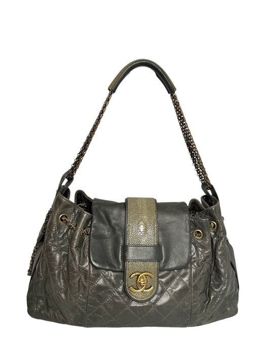 Chanel Bindi CC Galuchat Grey Flap