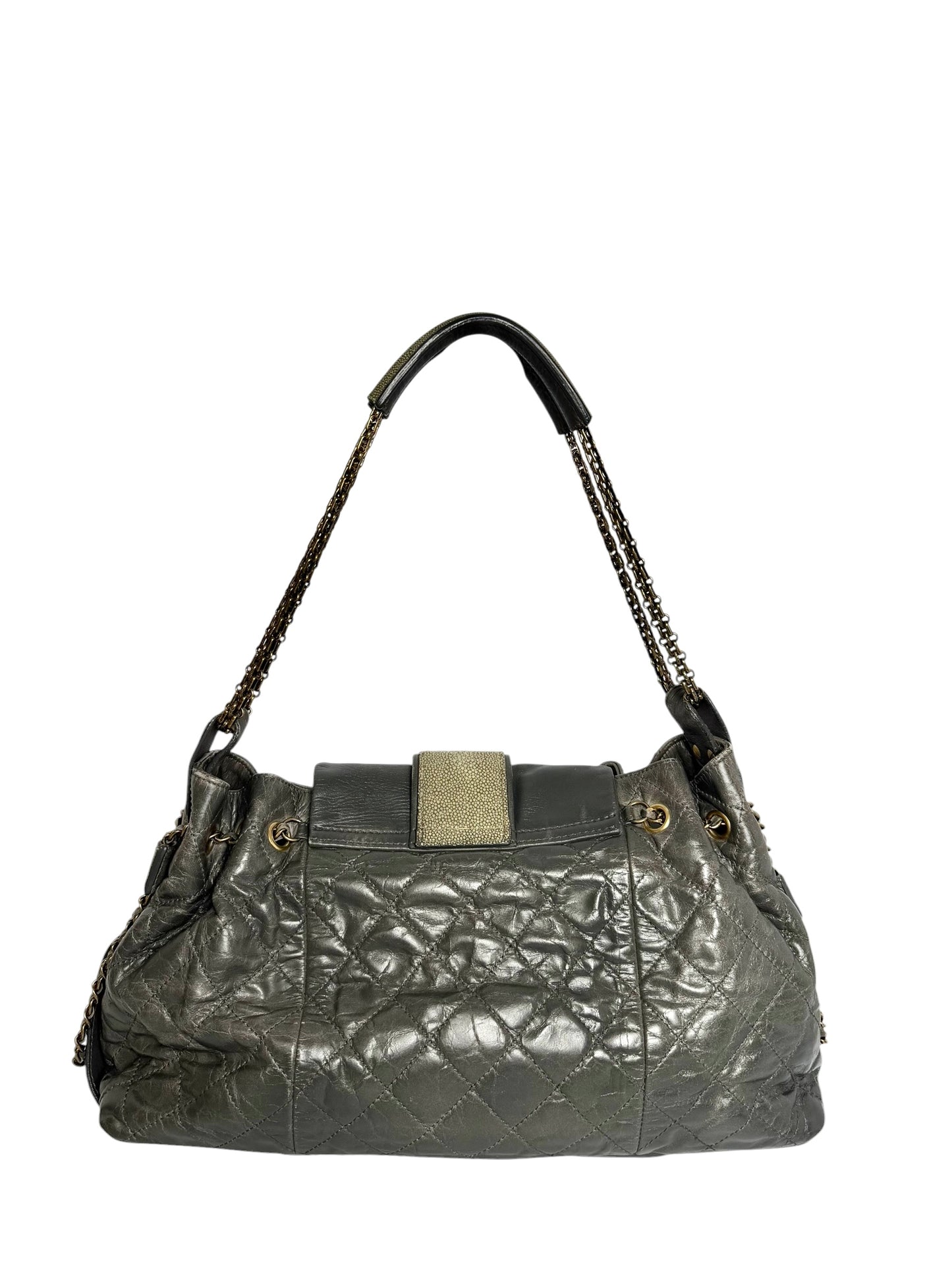 Chanel Bindi CC Galuchat Grey Flap