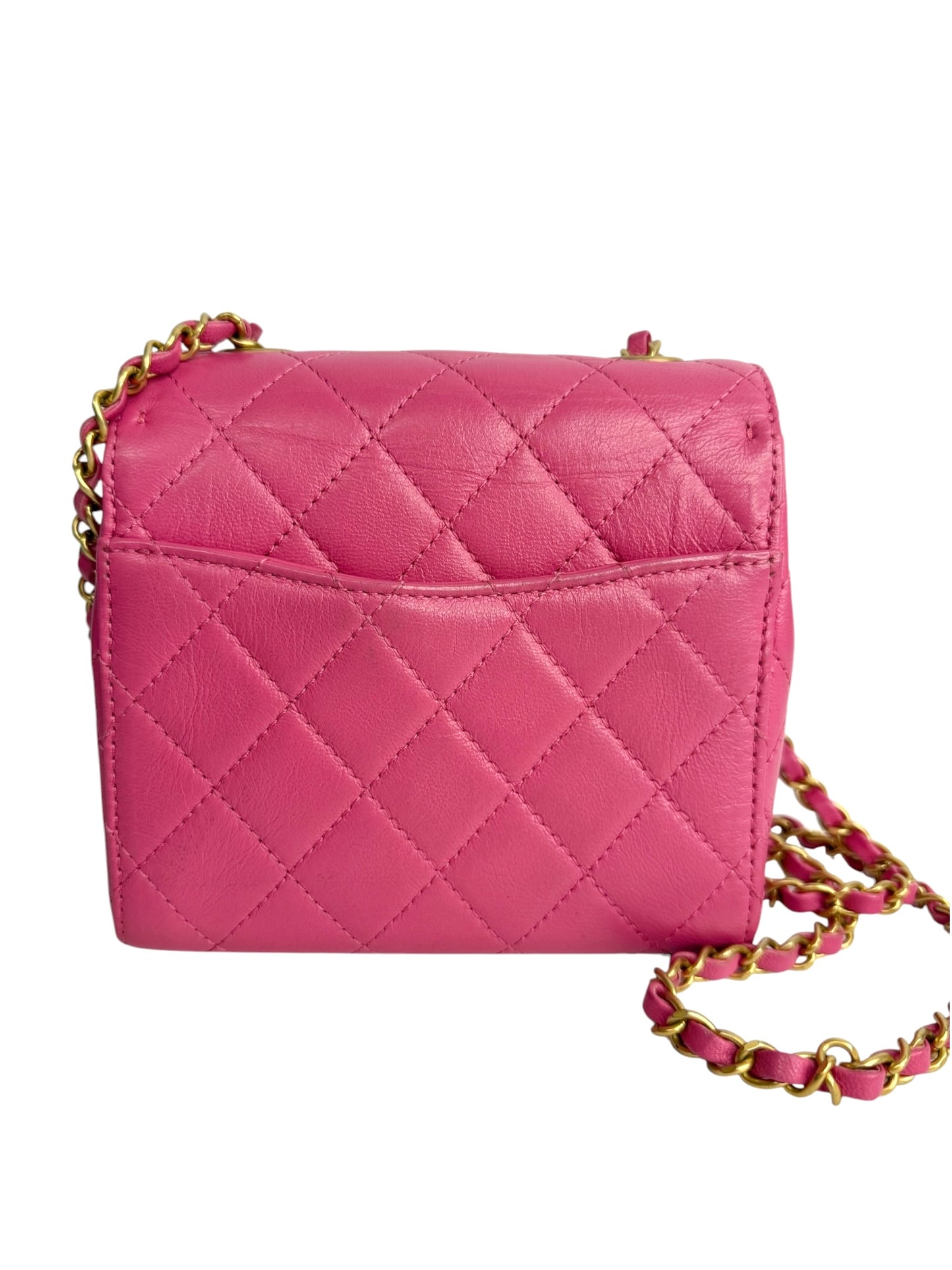 Chanel Pink Quilted Goatskin Square Mini Flap T8808