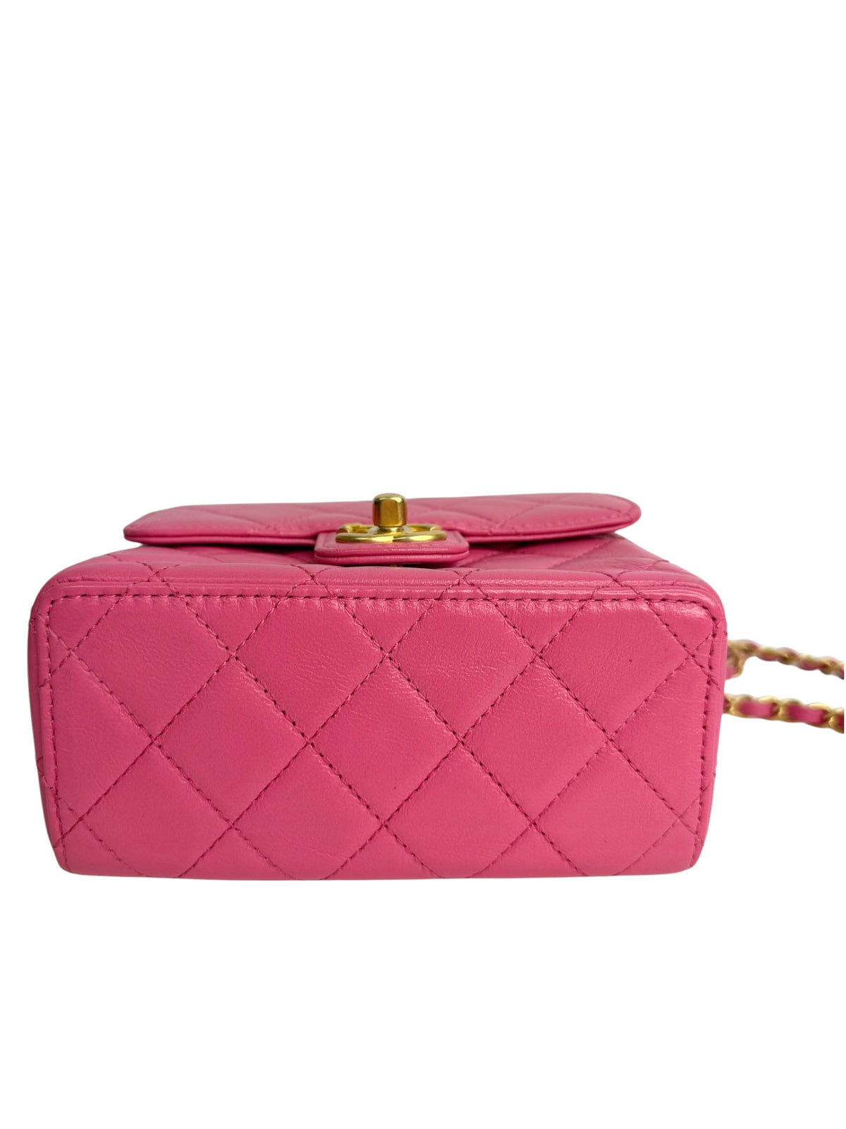 Chanel Pink Quilted Goatskin Square Mini Flap T8808