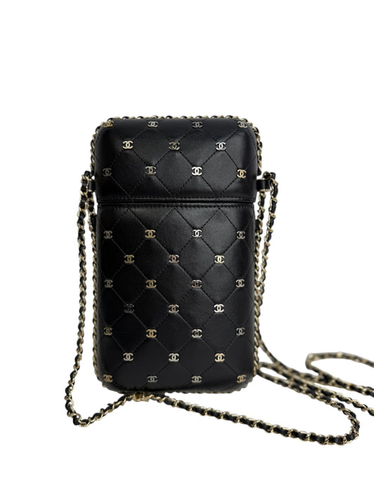 Chanel Black CC Studded Crossbody Phone Holder T8738