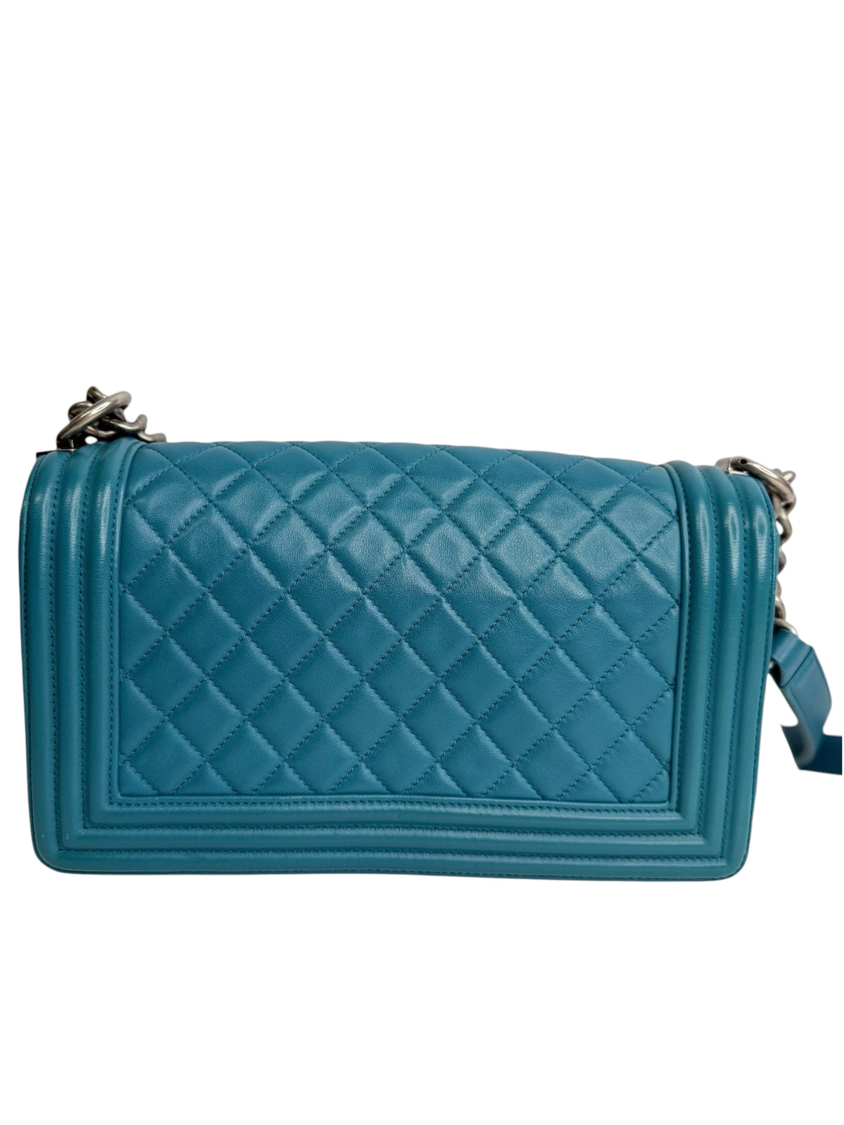 Chanel Blue Quilted Lambskin Medium Boy Bag T8807