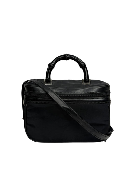 Gucci Black Bamboo Top Handle Large Cosmetic Case T8878