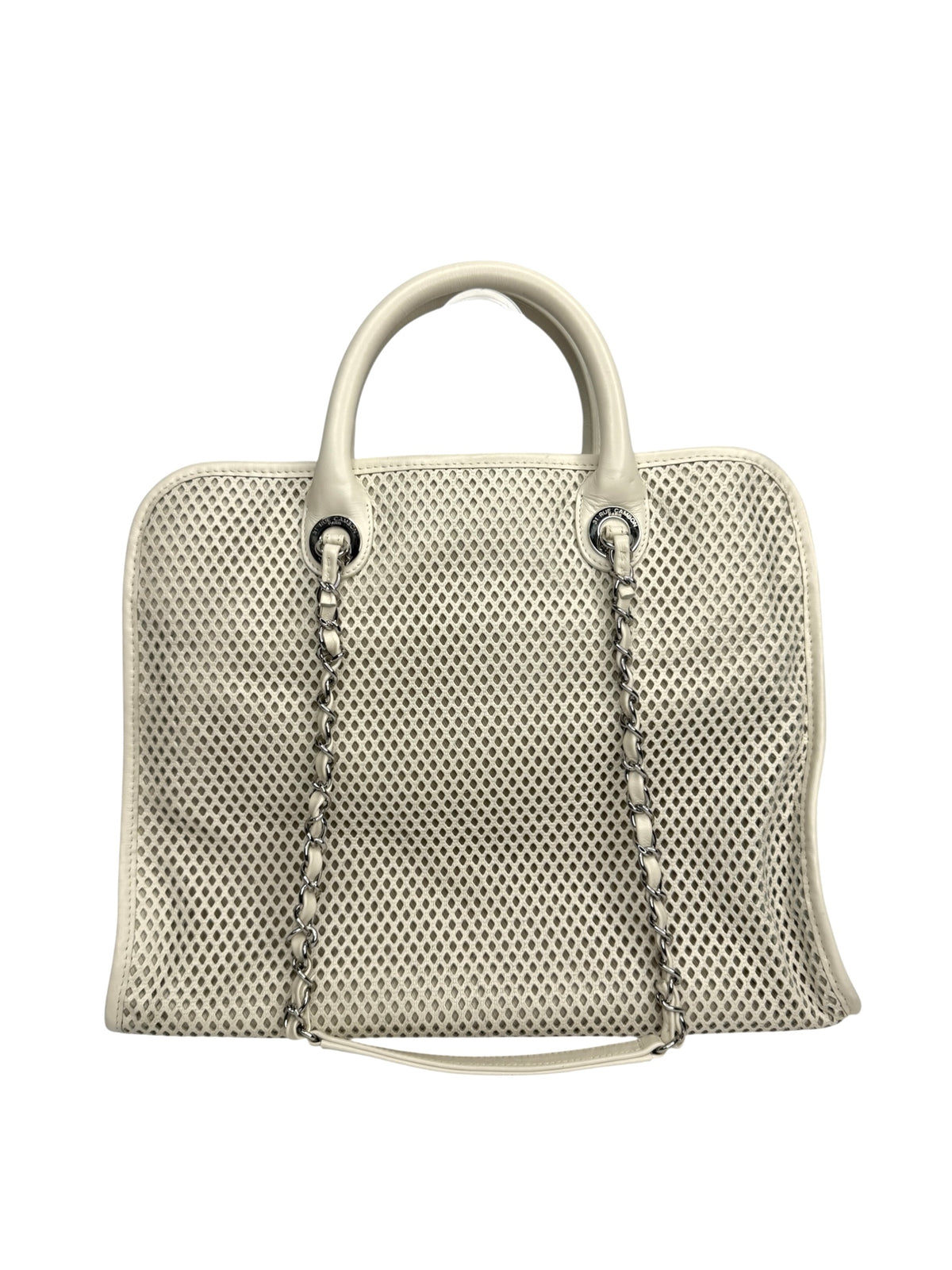 Chanel Ivory Perforated Up In The Air Tote SHW T8996