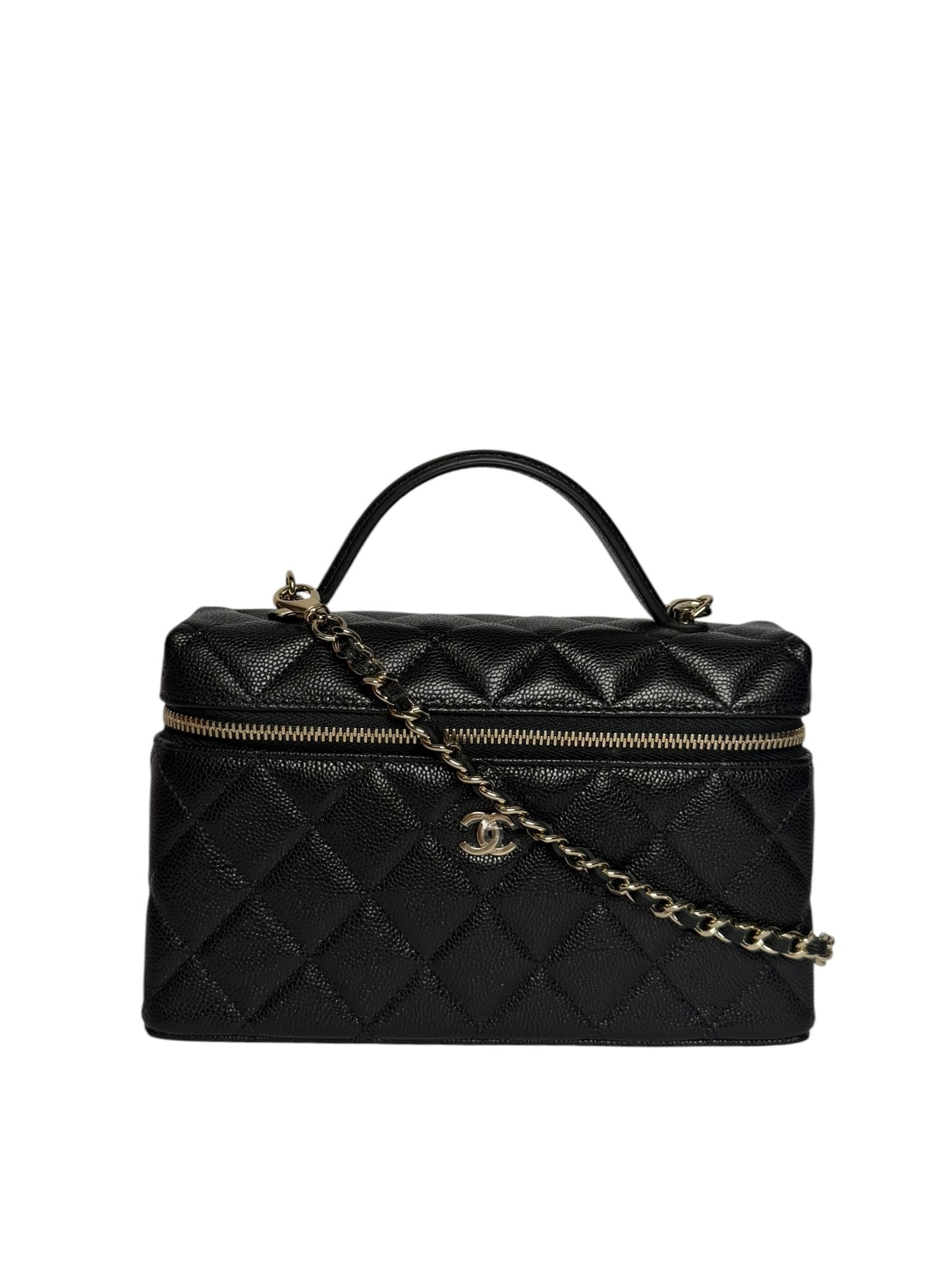 Chanel Caviar Black Slim Vanity With Chain