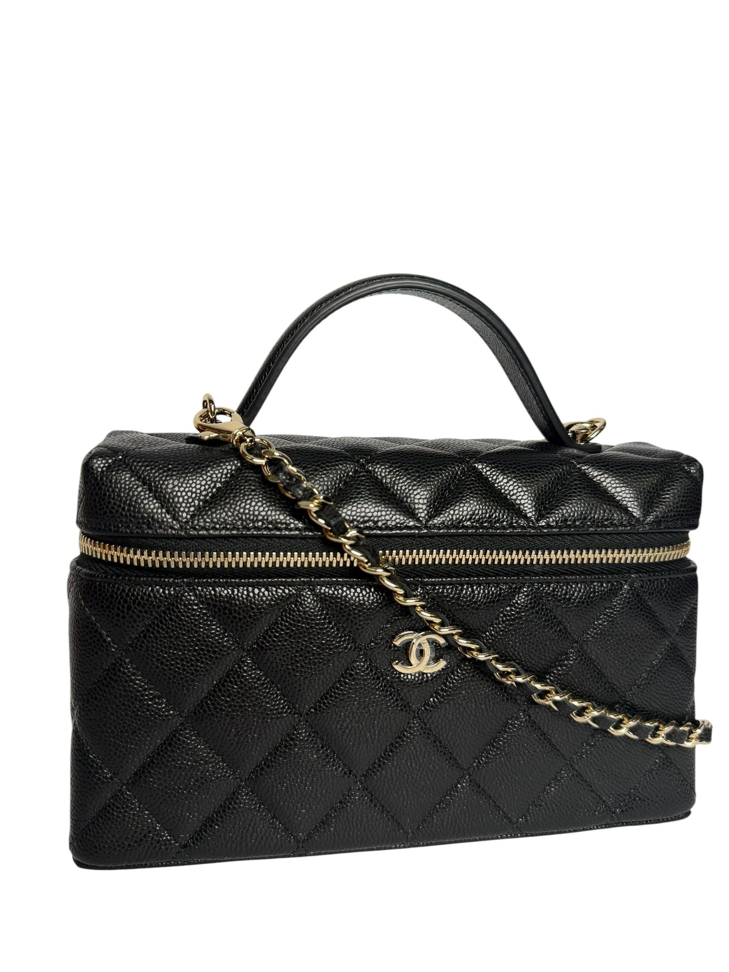 Chanel Caviar Black Slim Vanity With Chain