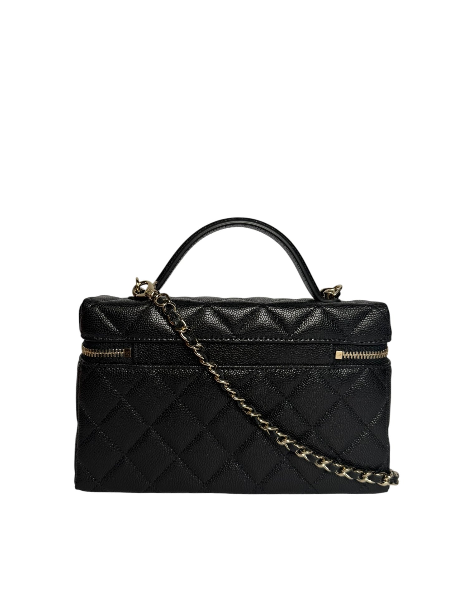 Chanel Caviar Black Slim Vanity With Chain