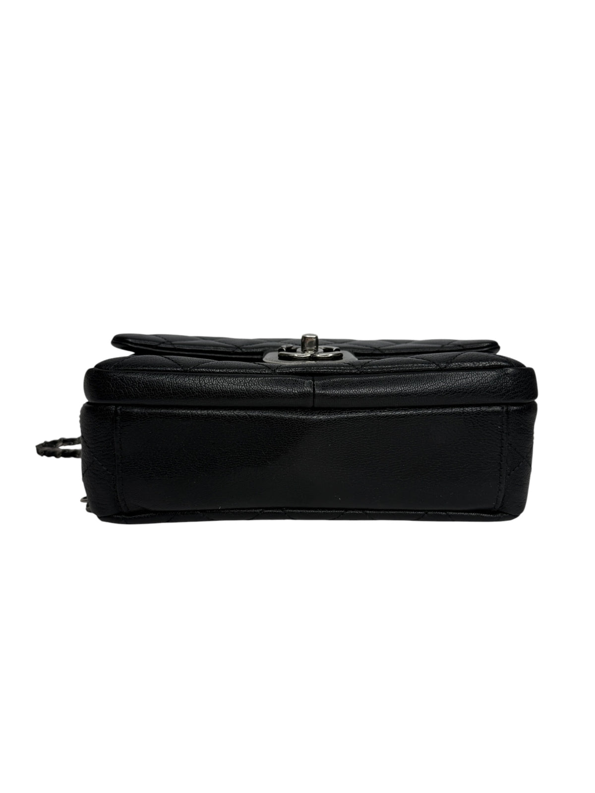 Chanel Black Quilted Goatskin Double Carry Flap Bag T8994