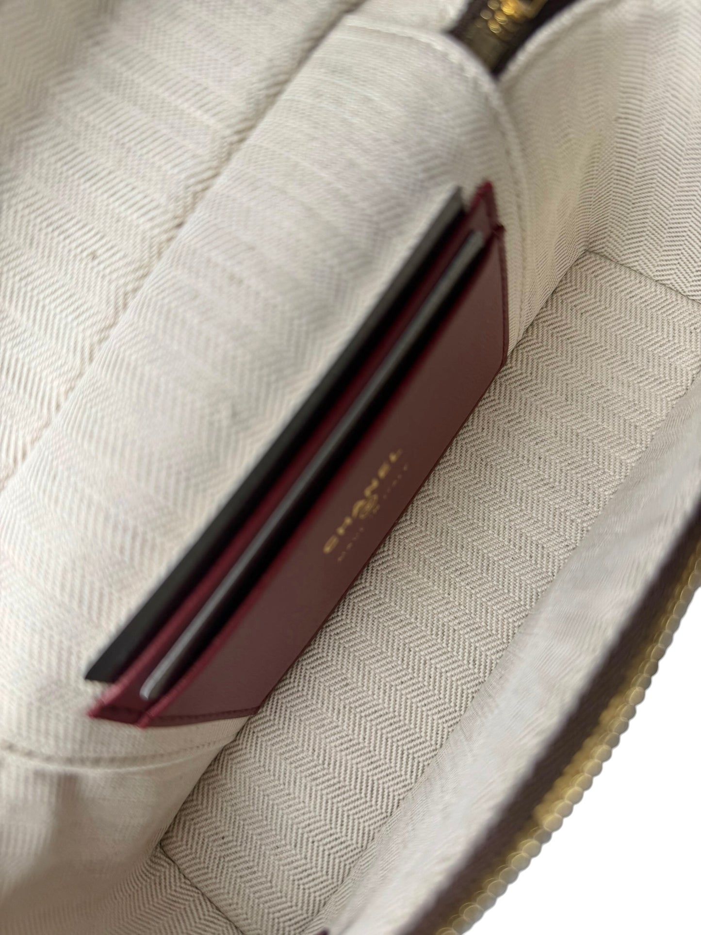 Chanel Brown Suede Slim Vanity With Chain