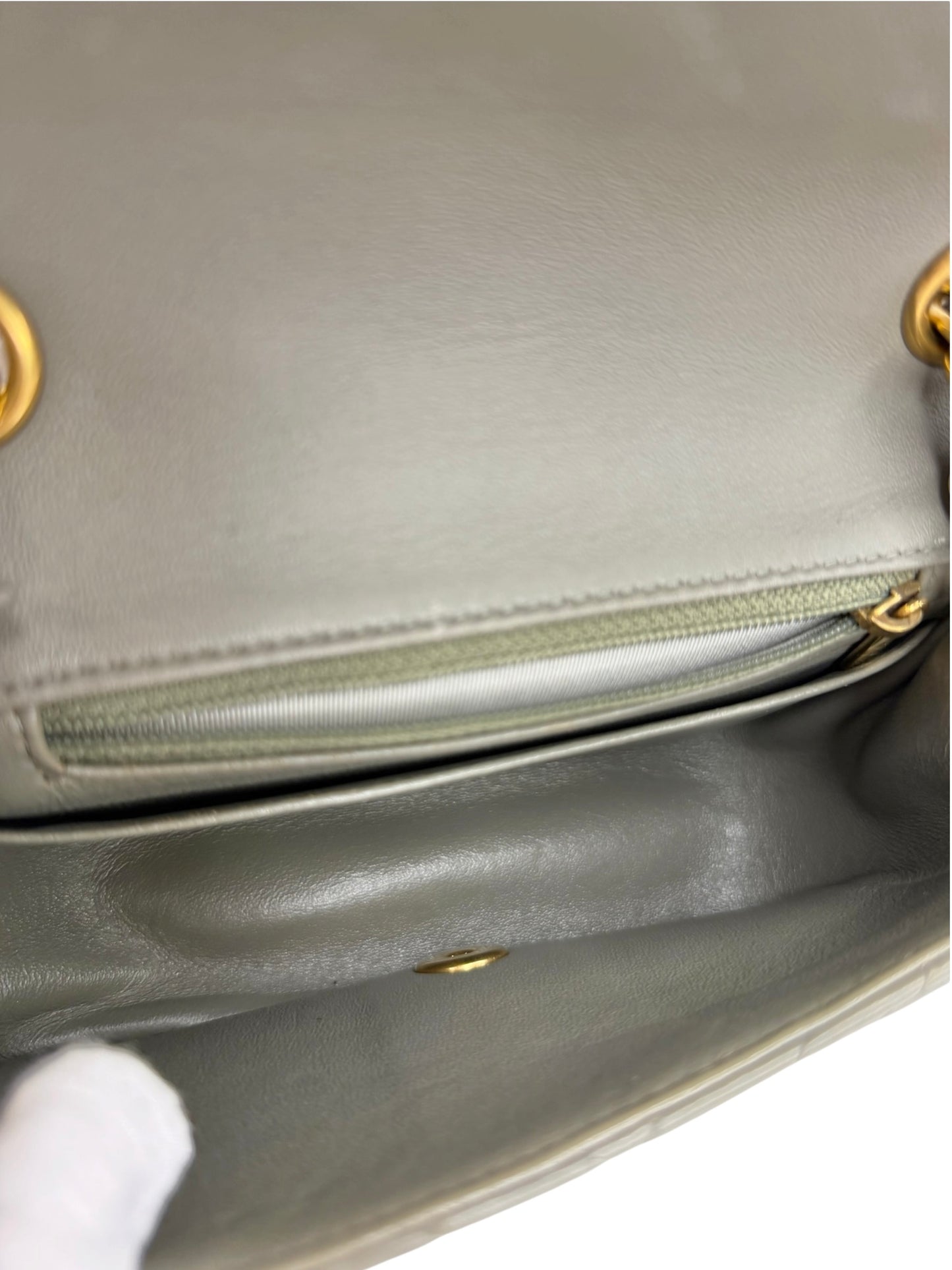 Chanel Grey Chevron Lambskin Square Mini Flap T8809