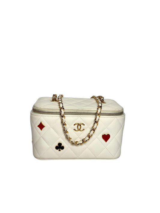 Chanel Coco Casino White Caviar Vanity Small