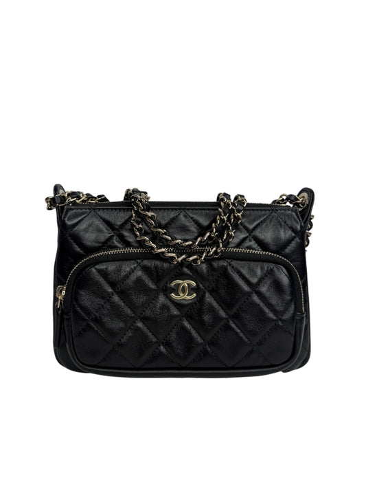 Chanel Black Quilted Lambskin Multi-Pocket Camera Bag T8993