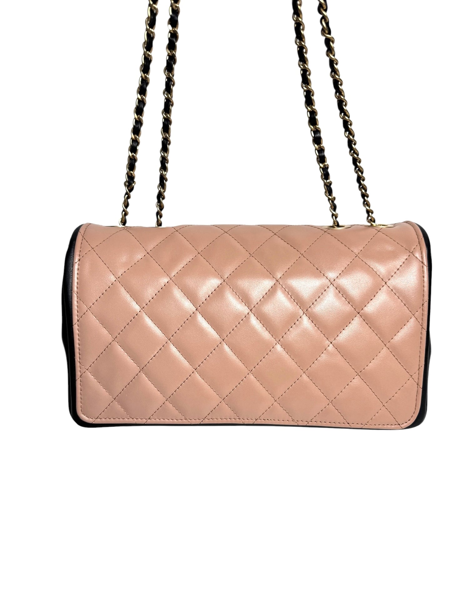Chanel Flap Bag Nude Pink With Black Trim