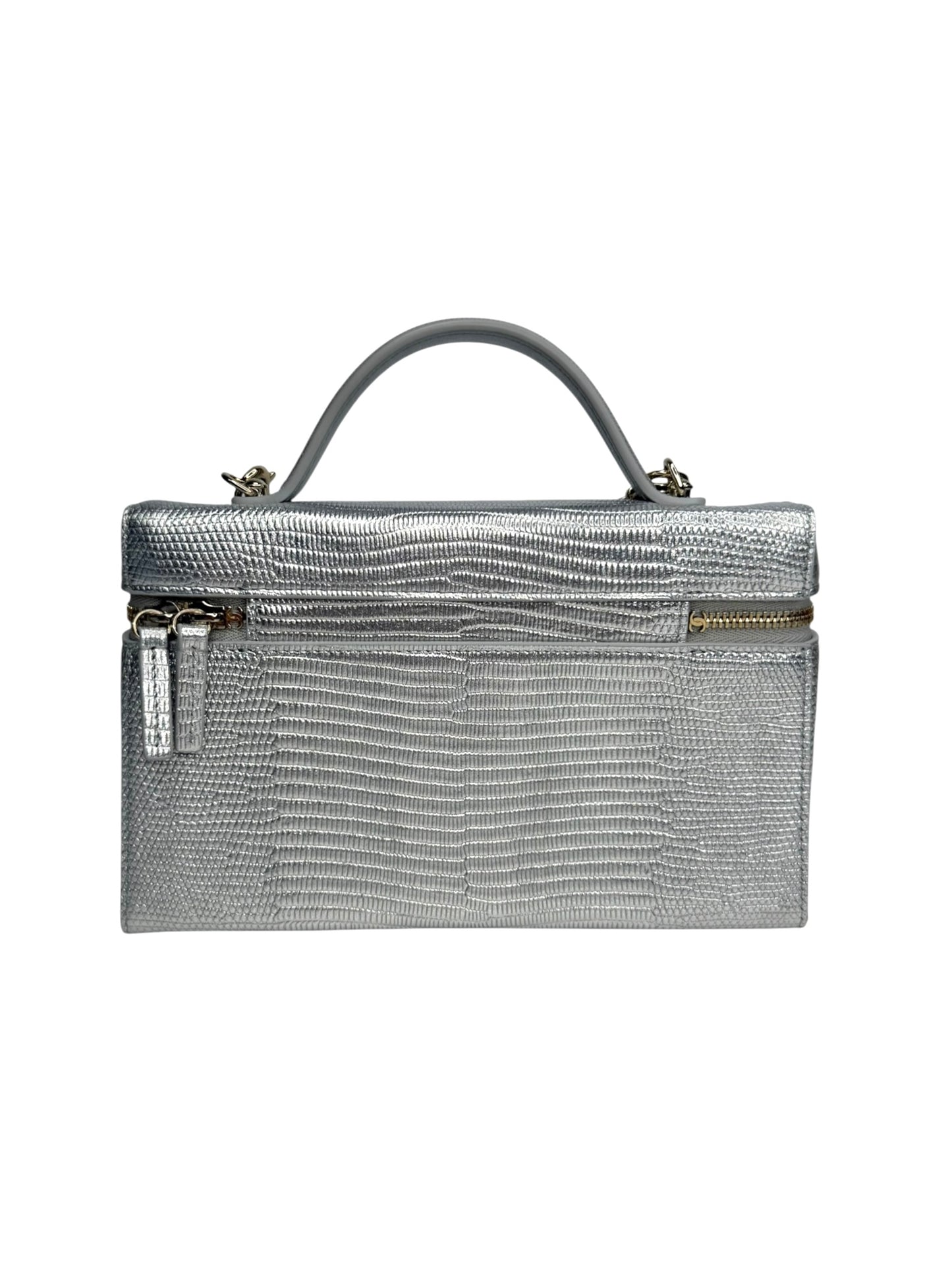 Chanel Silver Lizard Embossed Slim Vanity T8837