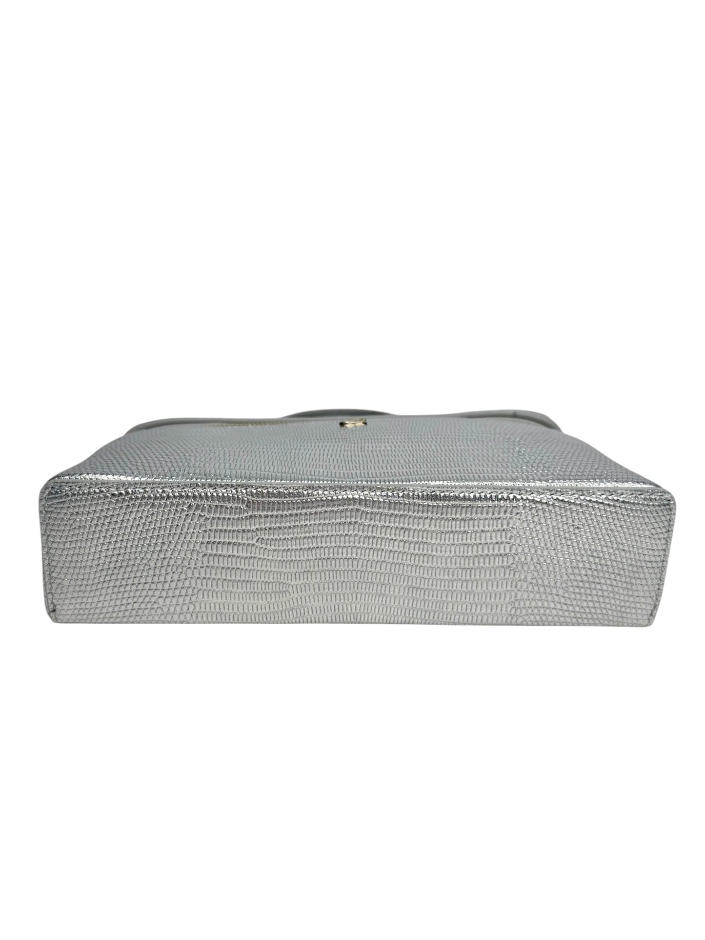 Chanel Silver Lizard Embossed Slim Vanity T8837