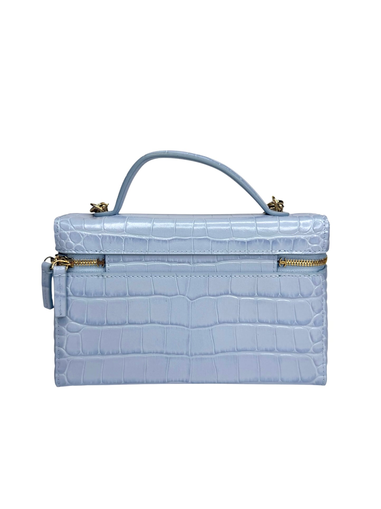 Chanel Light Blue Crocodile Embossed Slim Vanity T8835