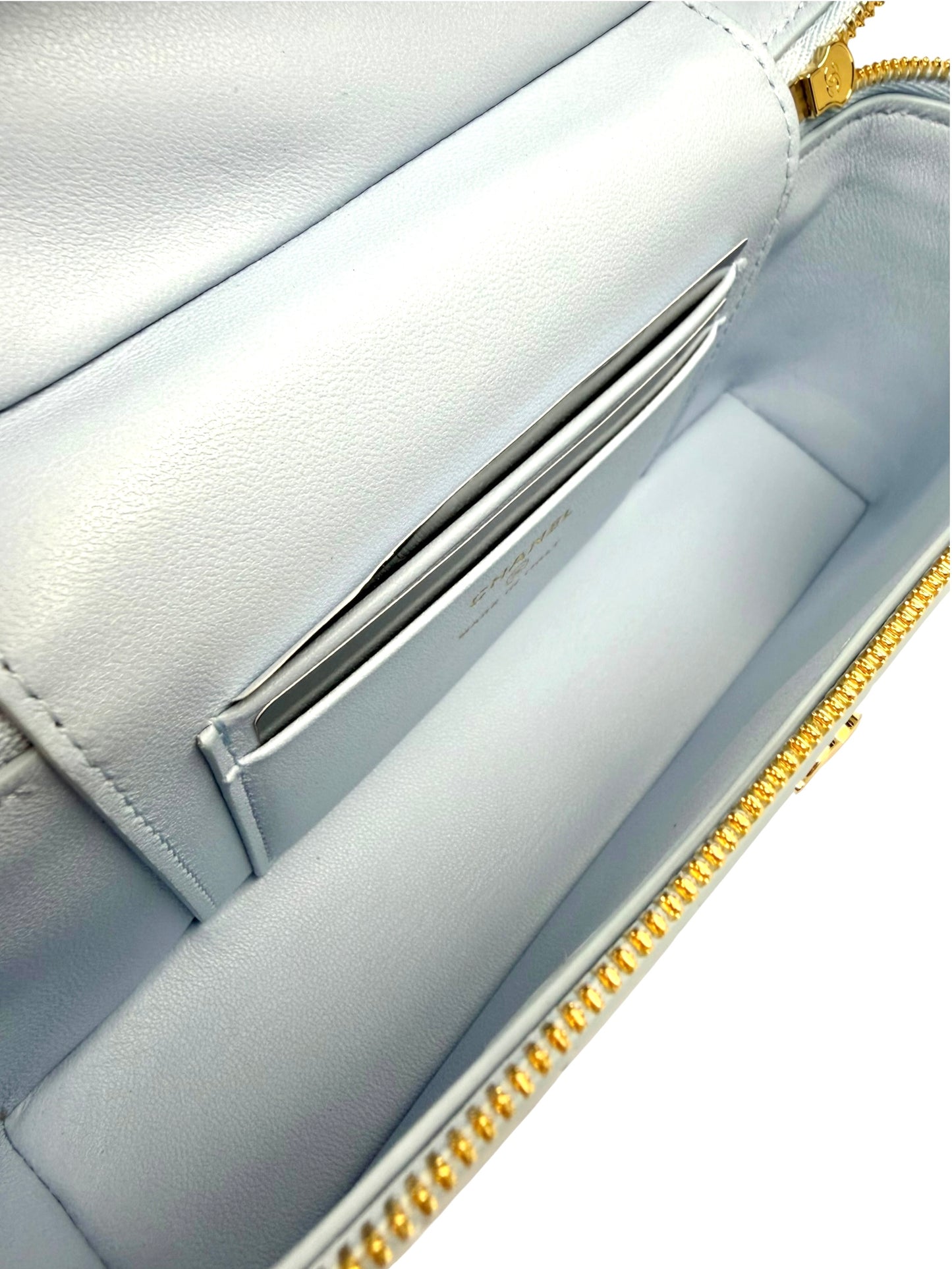 Chanel Light Blue Crocodile Embossed Slim Vanity T8835