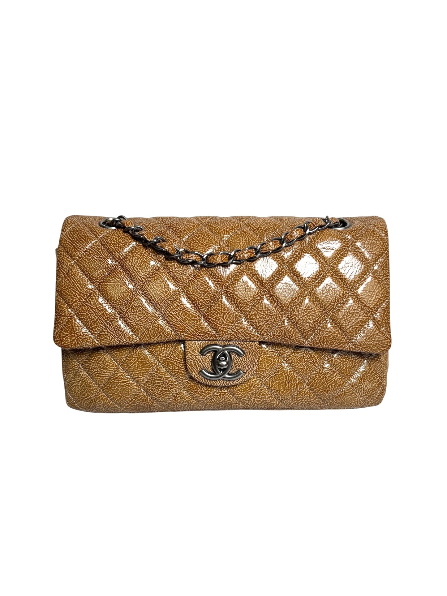 Chanel Brown Patent Leather Classic Double Flap