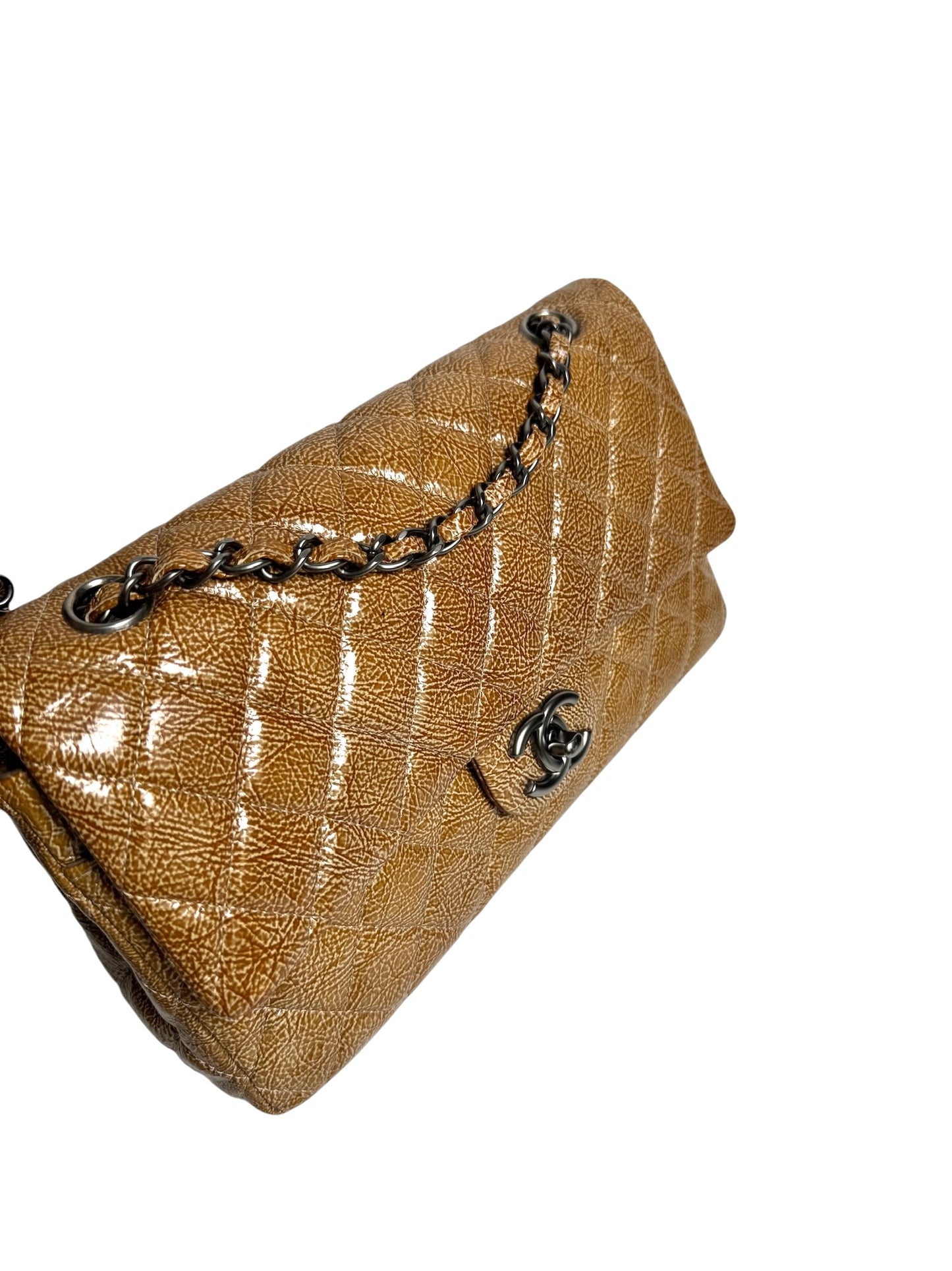Chanel Brown Patent Leather Classic Double Flap