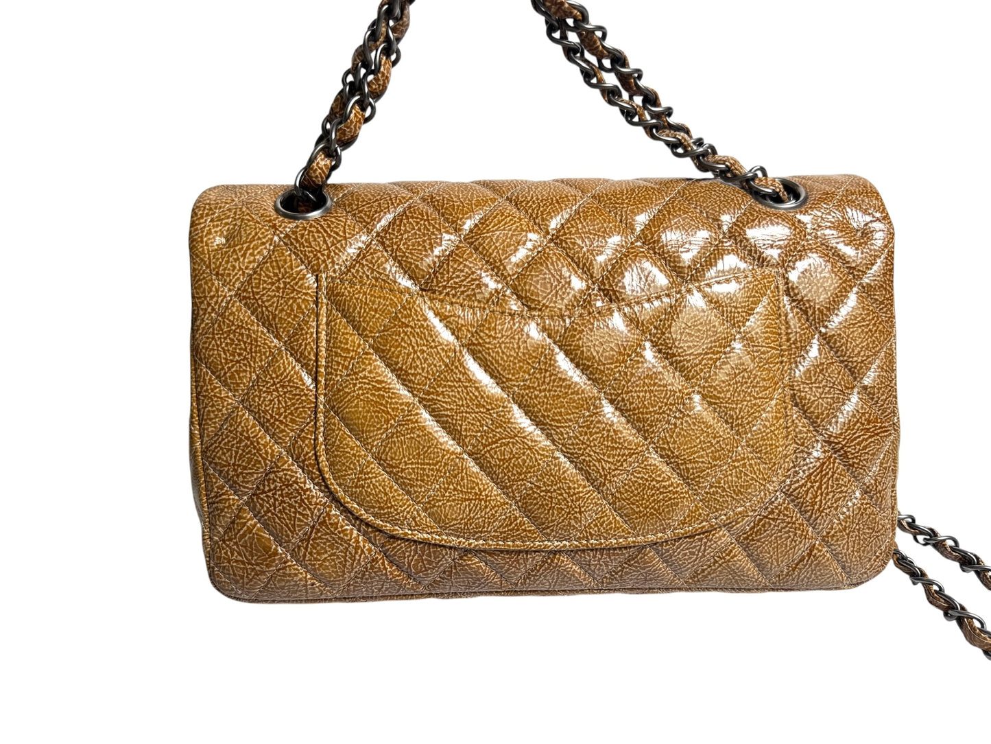 Chanel Brown Patent Leather Classic Double Flap