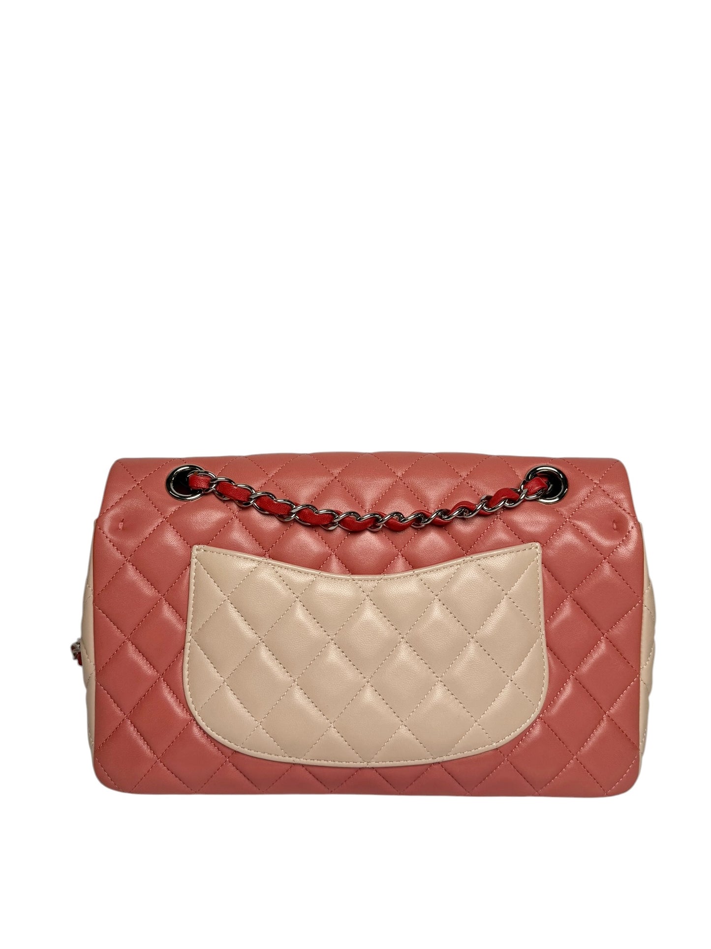 Chanel Colorblock Pink Valentines Heart Charms Medium Flap