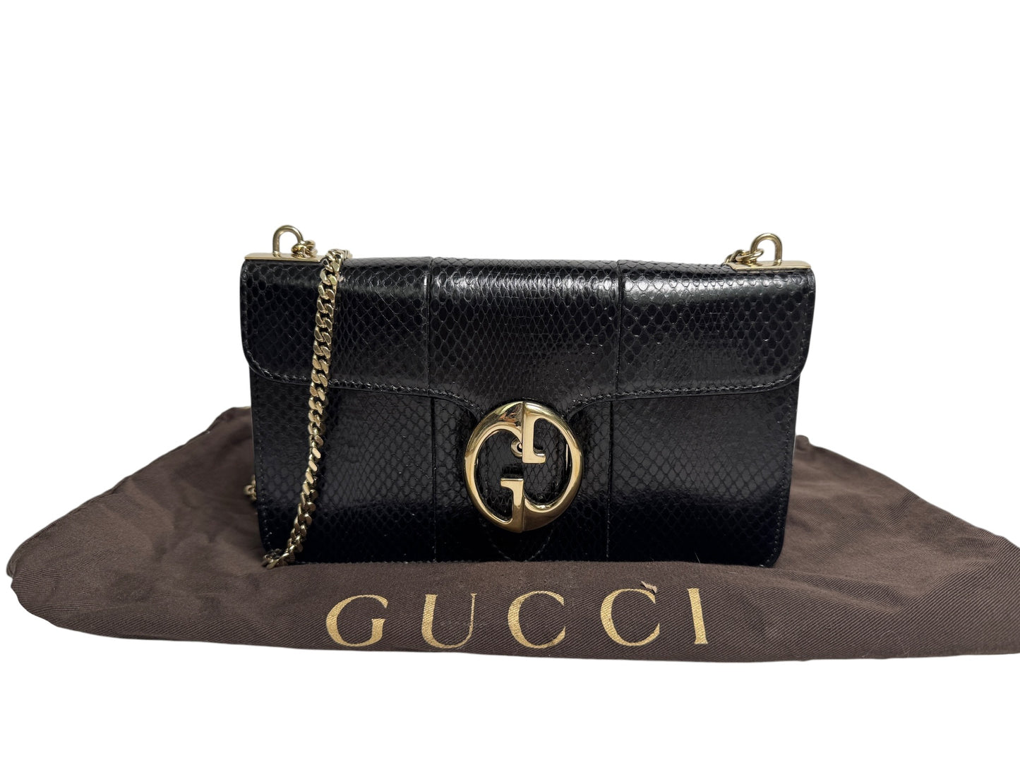 Gucci Black Python Shoulder