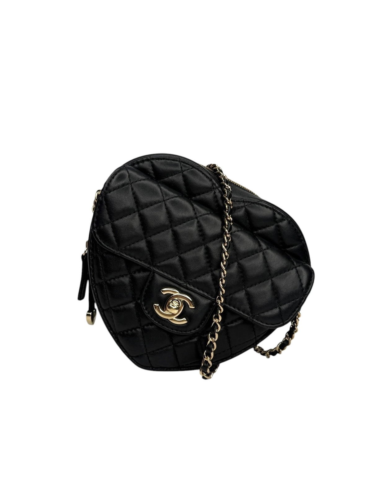 Chanel Black Quilted CC In Love Heart Bag T8924