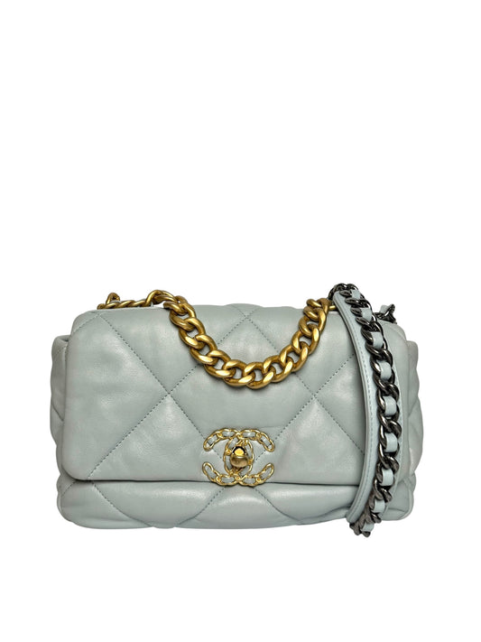Chanel Quilted Lambskin 19 Light Blue