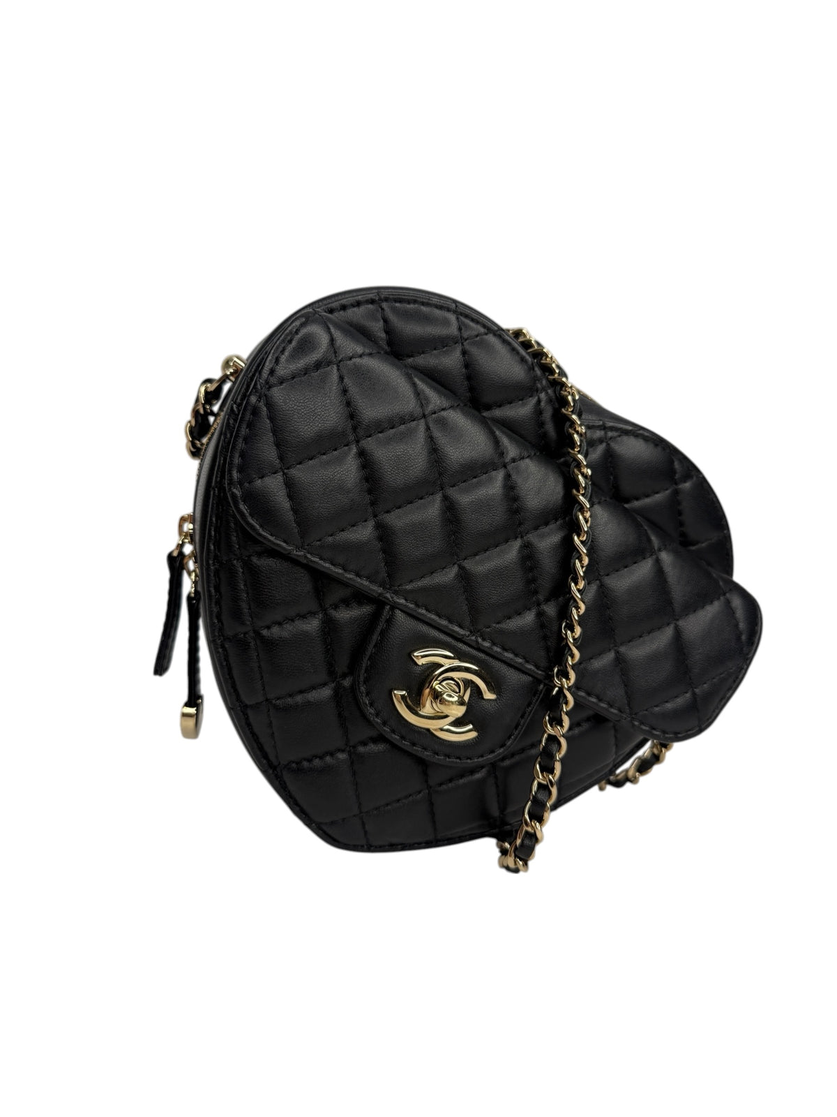 Chanel Black Quilted CC In Love Heart Bag T8924