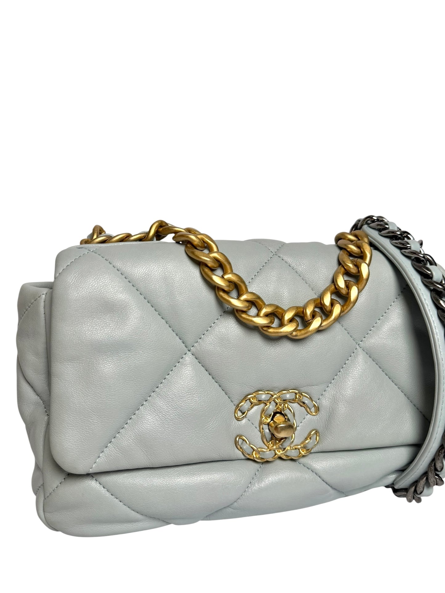 Chanel Quilted Lambskin 19 Light Blue