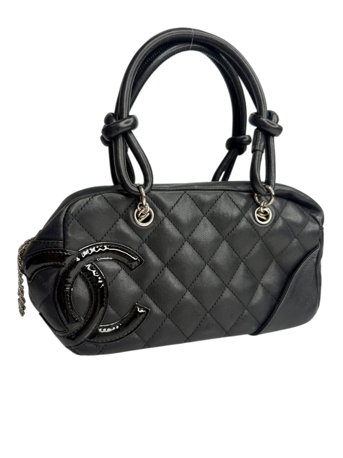 Chanel Black Mini Cambon Bowler Patent CC T8935