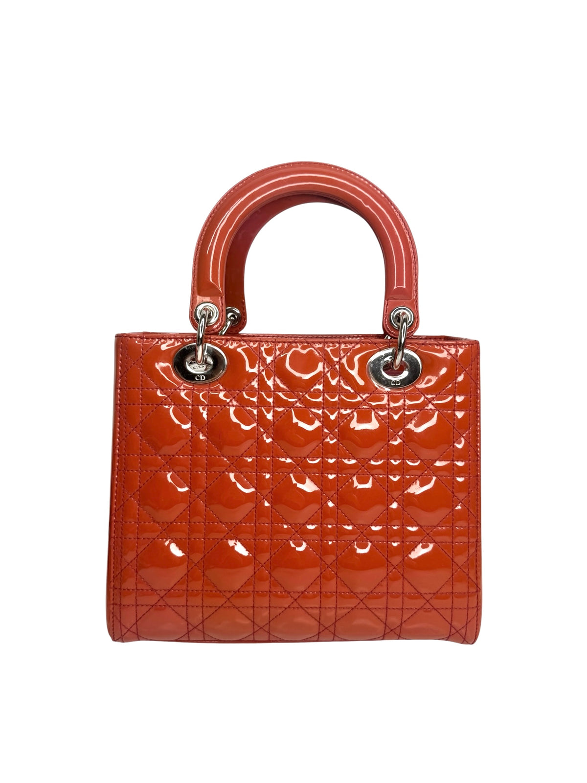 Dior Medium Orange Patent Lady Dior SHW T9021